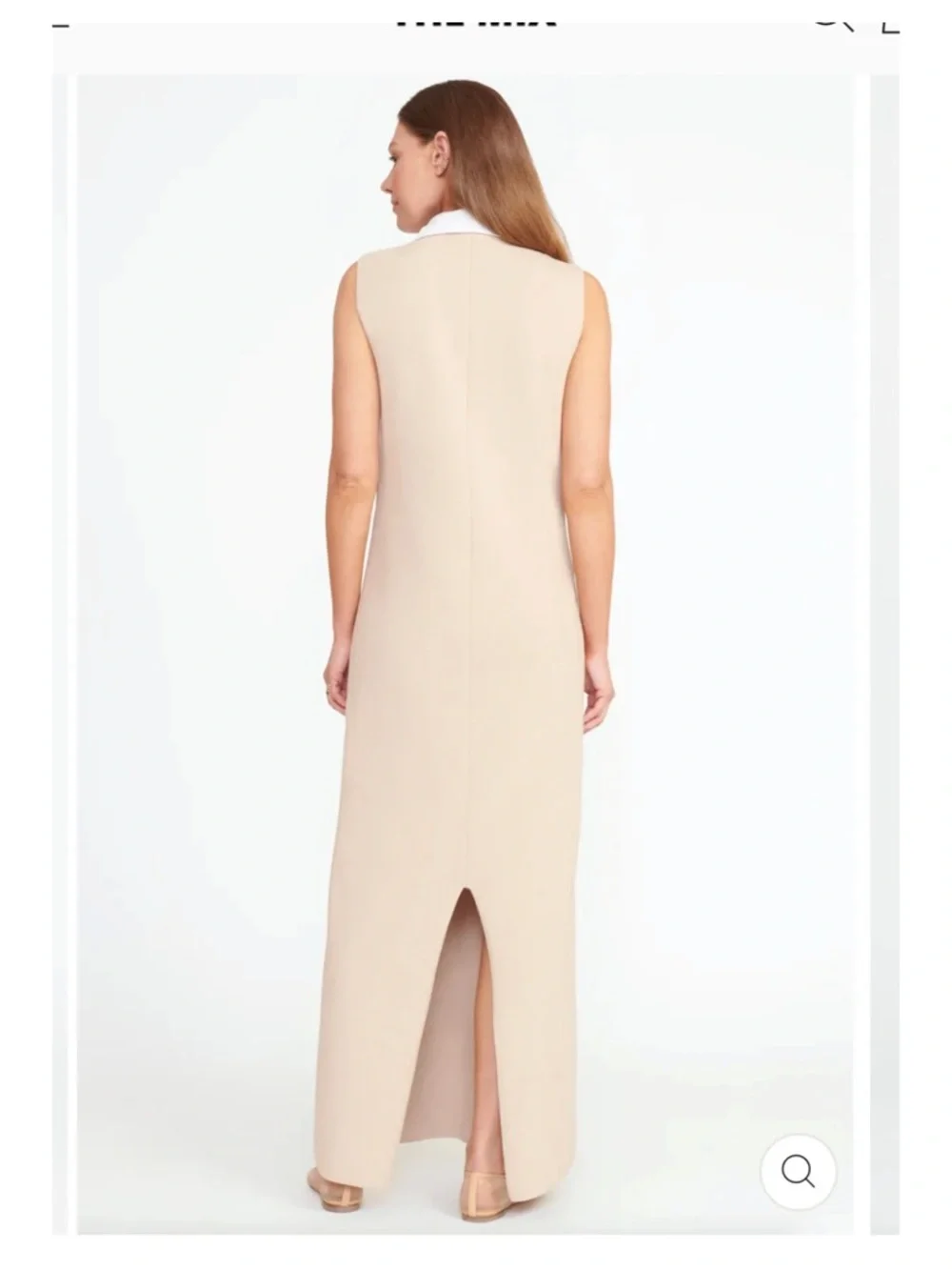 STAUD Navy and White Maxi Dress with Deep V Panel - Picture 3 of 6